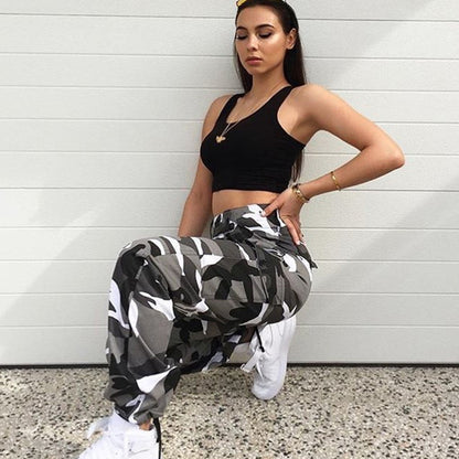 Damen Camouflage High Waist Hose