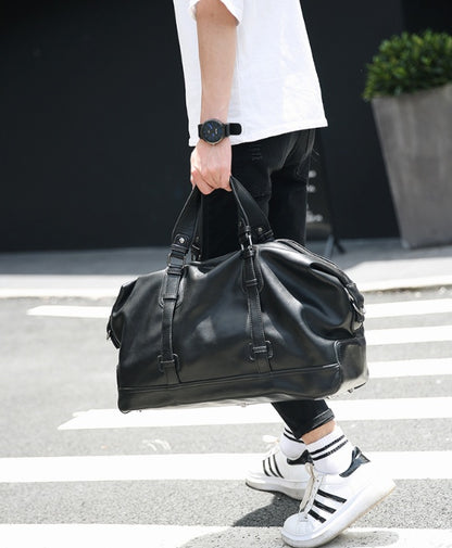 Bolso de negocios de gran capacidad, bolso de viaje de cuero, bolso de gimnasio, bolso de viaje de corta distancia para hombre. 