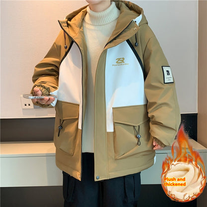 Chaqueta de algodón con capucha para niño, cálida y gruesa, con forro polar, para invierno