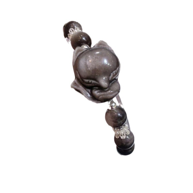 Natural Silver Stone Big Head Fox Bracelet Sweet Girl Bracelet Gift
