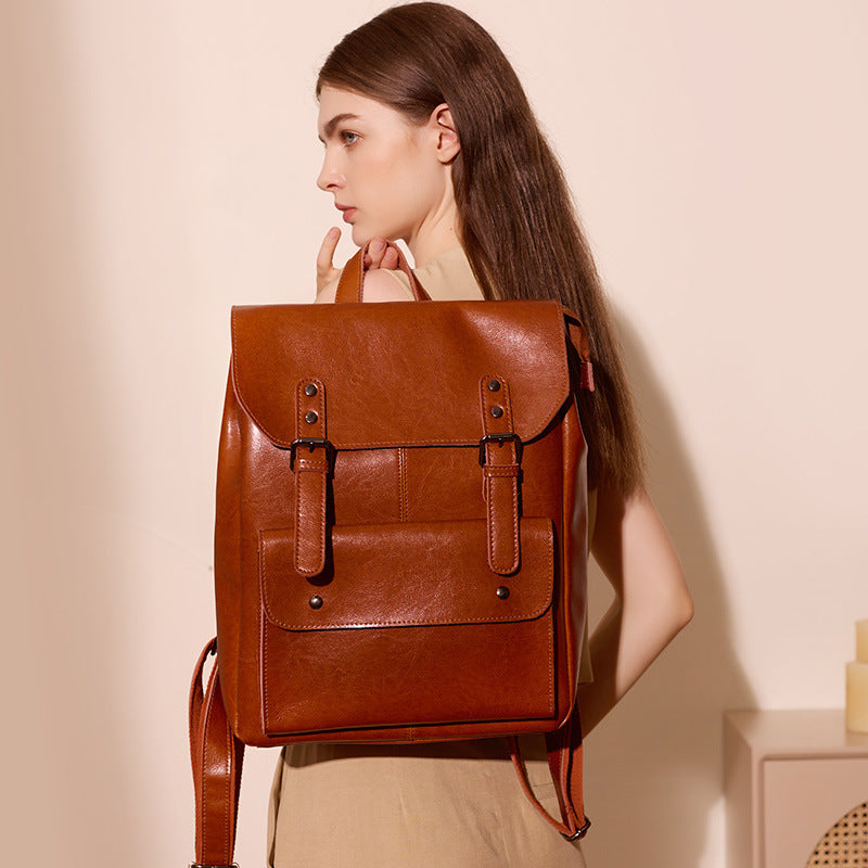 Cowhide Leather Wear-resistant Backpack