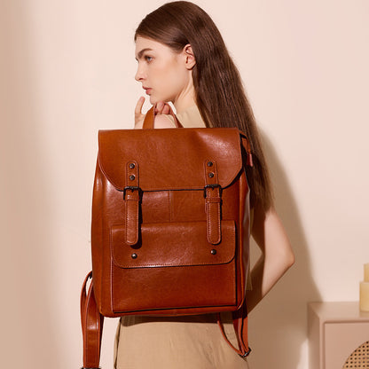 Cowhide Leather Wear-resistant Backpack