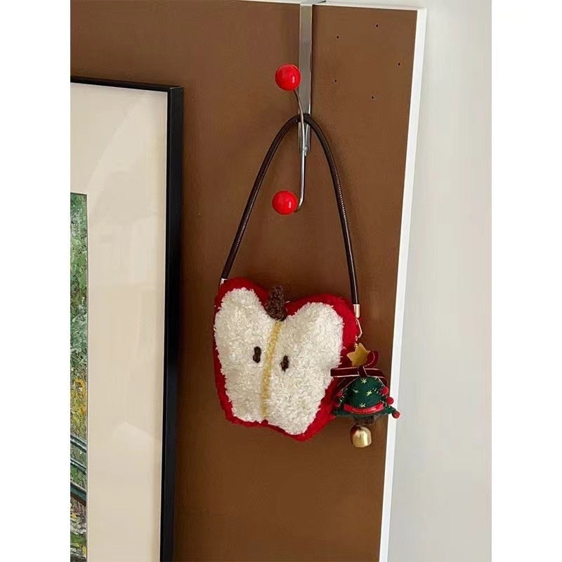 Apple Plush Crossbody Shoulder Bag