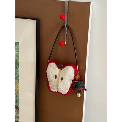 Bolso bandolera de peluche de manzana