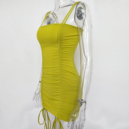 Articat - Vestido de verano sexy con tirantes finos y espalda descubierta para mujer, vestido de fiesta ajustado sin tirantes y minivestido para club