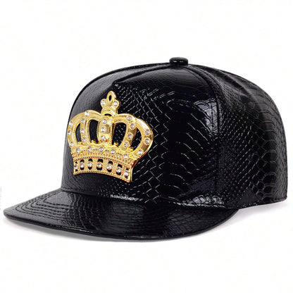 Crown Metal Label Hip Hop Hut Europäische und amerikanische PU-Leder flache Traufe Kappe