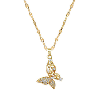 Collar de lujo con mariposa y circonitas para mujer