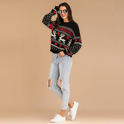 Suéter navideño de ciervo a juego para mujer