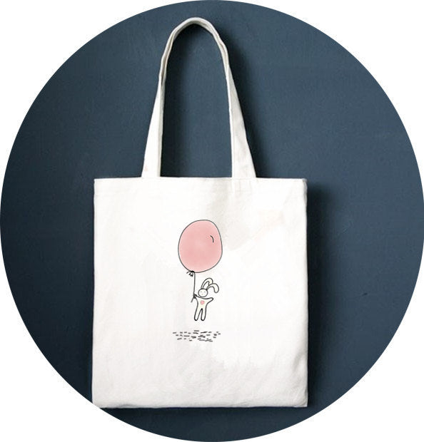 All-match literary canvas bag shoulder letter printing shopping bag