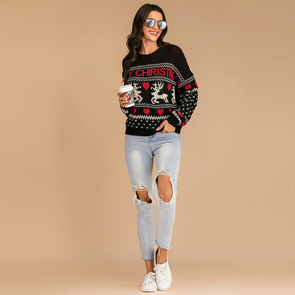 Suéter navideño de ciervo a juego para mujer