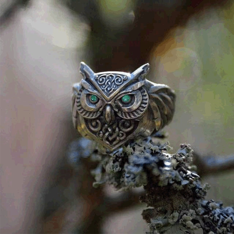 New Vintage Animal Owl Ring Hip Hop Carving