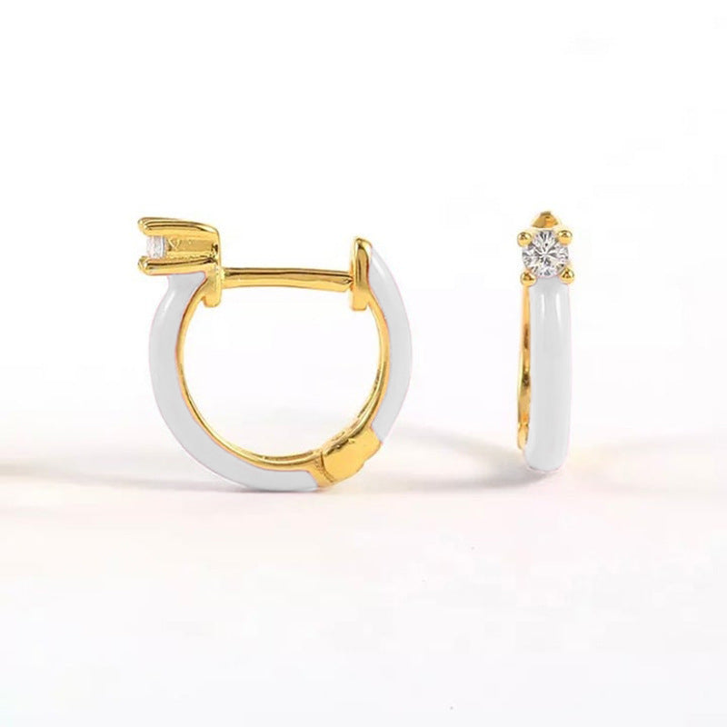Diamond-embedded Hand-dripping Oil Stylish Simple And Versatile Creative Earrings