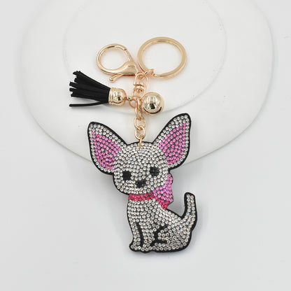 Llavero para niña con colgante de bolso de diamantes de imitación