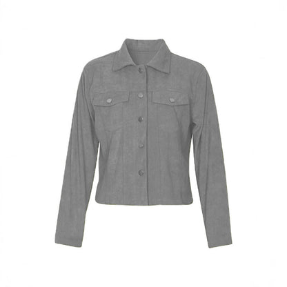 Chaqueta de pana de manga larga para mujer: abrigo informal con botones y bolsillos con solapa