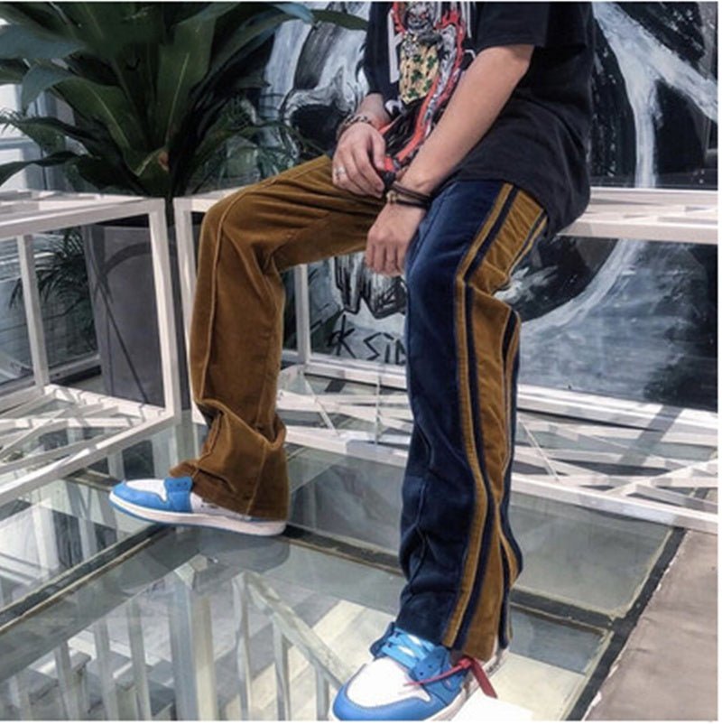 Velour Track Pants Men Women Hip Hop Fashionable Velvet Pan - BAGMODA