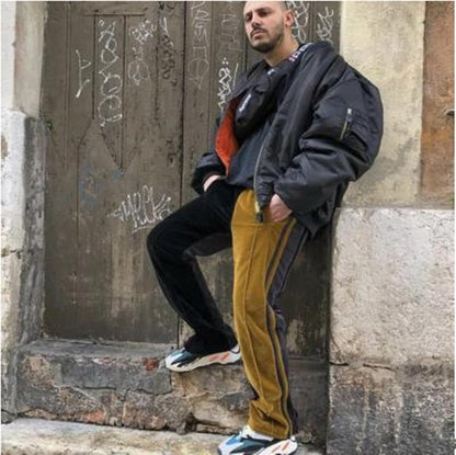 Velour Track Pants Men Women Hip Hop Fashionable Velvet Pan - BAGMODA