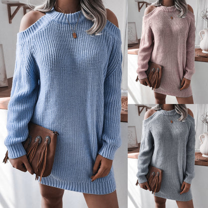 Strickmode College Pullover Pullover Für Damen Lang Blau Grau