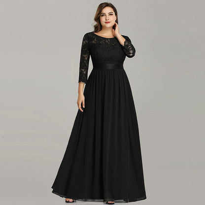 Vestidos de dama de honor con encaje floral de talla grande, vestidos largos de fiesta de noche, siempre bonitos de EE. UU.