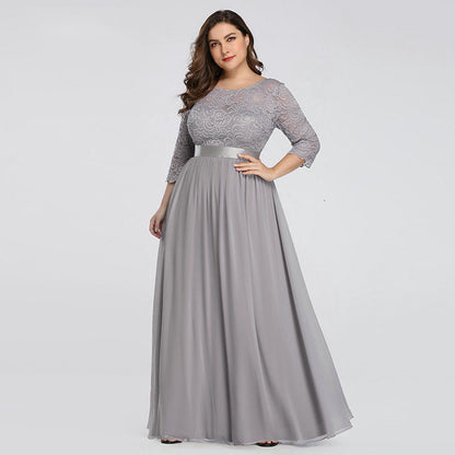 Vestidos de dama de honor con encaje floral de talla grande, vestidos largos de fiesta de noche, siempre bonitos de EE. UU.