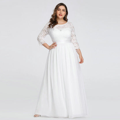 Vestidos de dama de honor con encaje floral de talla grande, vestidos largos de fiesta de noche, siempre bonitos de EE. UU.