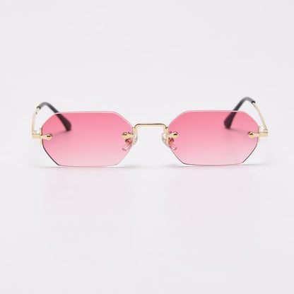 Mode polygonale randlose Sonnenbrille Frauen