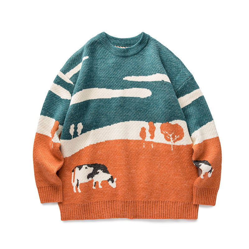 Vintage Contrast Crew Neck Sweater
