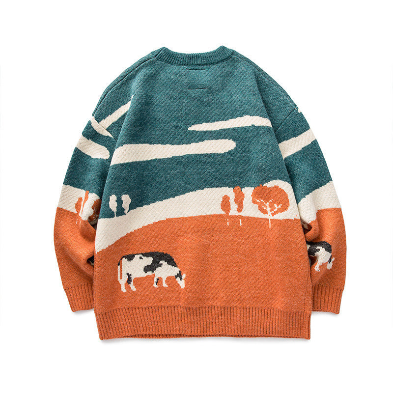 Vintage Contrast Crew Neck Sweater