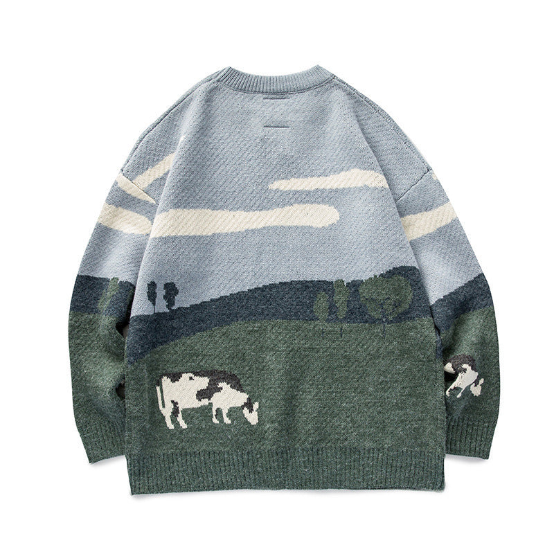 Vintage Contrast Crew Neck Sweater