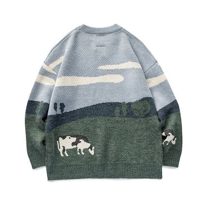 Vintage Contrast Crew Neck Sweater