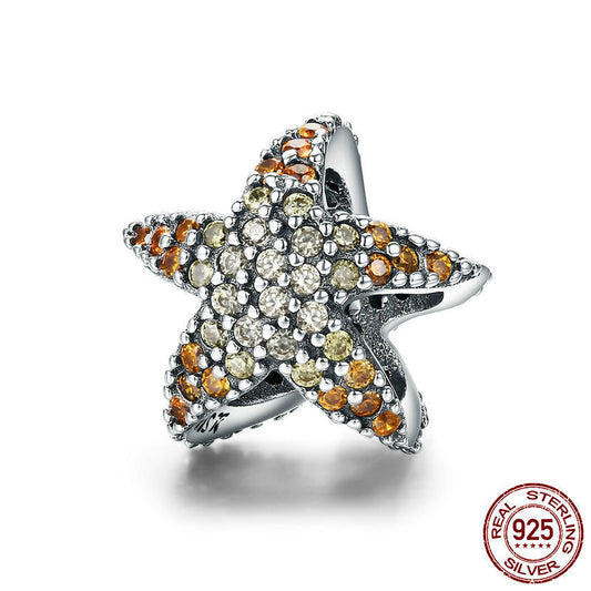 Sterling Silver Bracelet Beads Diamond Charm