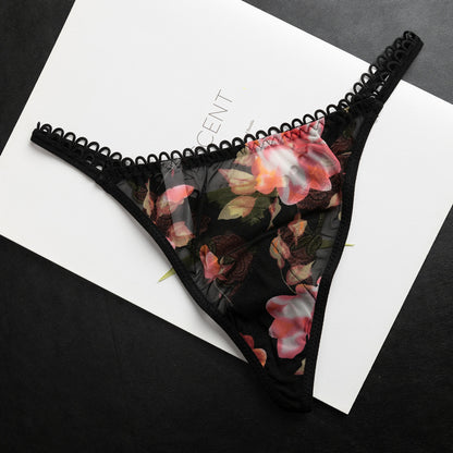 Tanga sexy de encaje para mujer, pantalones de cintura baja