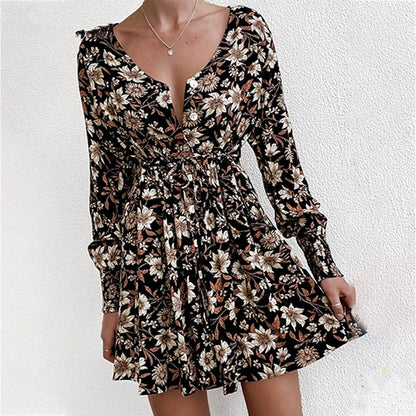 Frauen Floral Boho Party Kleid Sexy Damen Kleidung Kleider
