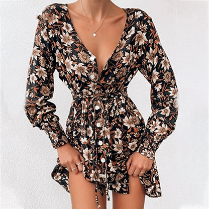Frauen Floral Boho Party Kleid Sexy Damen Kleidung Kleider