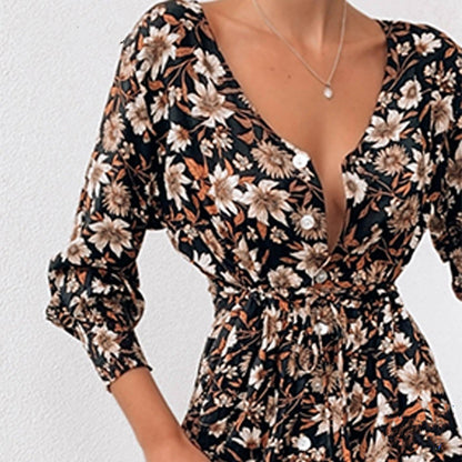 Frauen Floral Boho Party Kleid Sexy Damen Kleidung Kleider