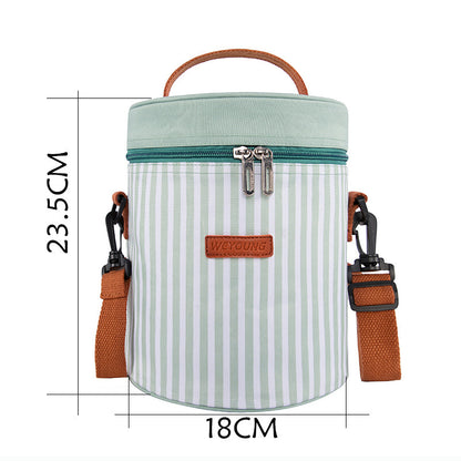 Bolsa de almuerzo portátil de papel de aluminio grueso a rayas, sencilla y portátil