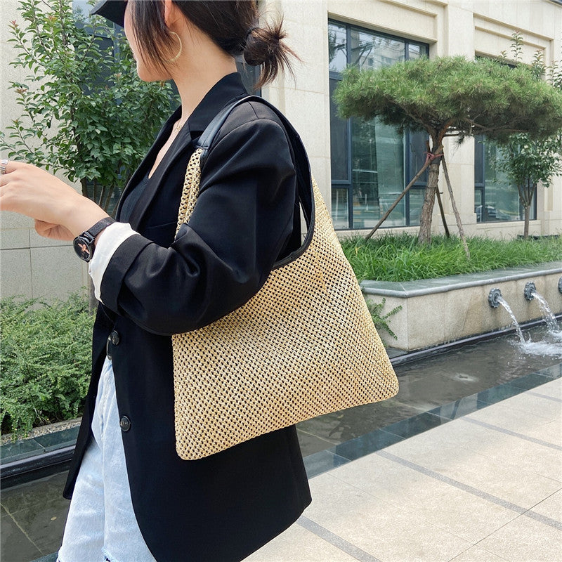 Woven Female Handbags Casual Totes
