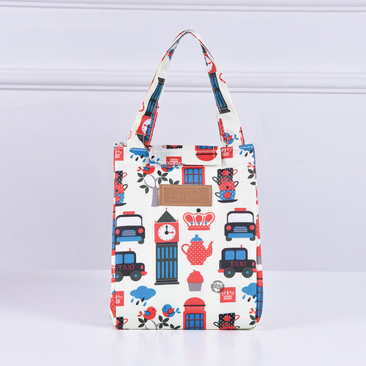 Color Portable Insulated Lunch Bag Cartoon Pattern Outdoor Picnic Bag