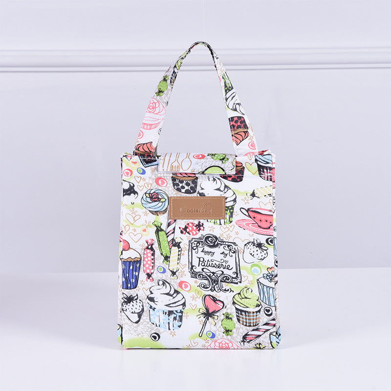 Color Portable Insulated Lunch Bag Cartoon Pattern Outdoor Picnic Bag