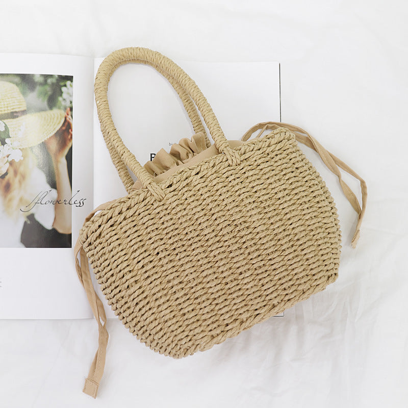 Yogodlns Hot Women Straw Bags Woven Bag Summer Beach Rattan Shoulder Bag Bamboo Bag  Large Handbag Purse Fashion Shoulder Bag