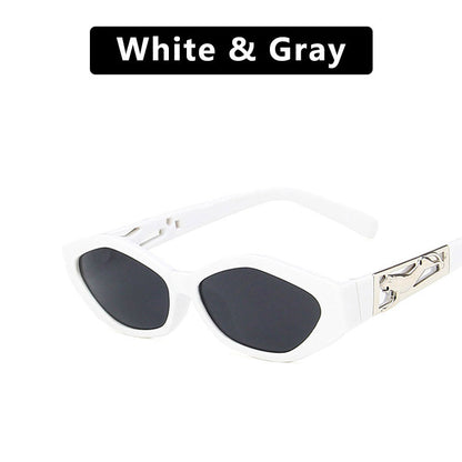 SO&amp;EI Gafas de sol retro con montura pequeña, diseño de ojo de gato y polígono para mujer, marca de diseñador, decoración de guepardo, gafas de sol para mujer, UV400