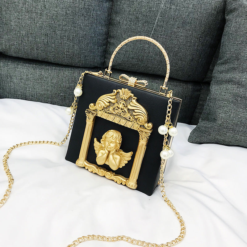 New Small Bag In Autumn Female Baroque Angel Embossed Handbag Chain Case Bag Shoulder Bag