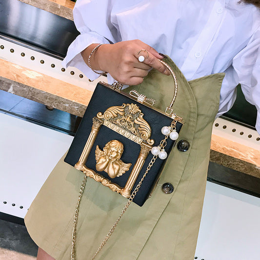 New Small Bag In Autumn Female Baroque Angel Embossed Handbag Chain Case Bag Shoulder Bag