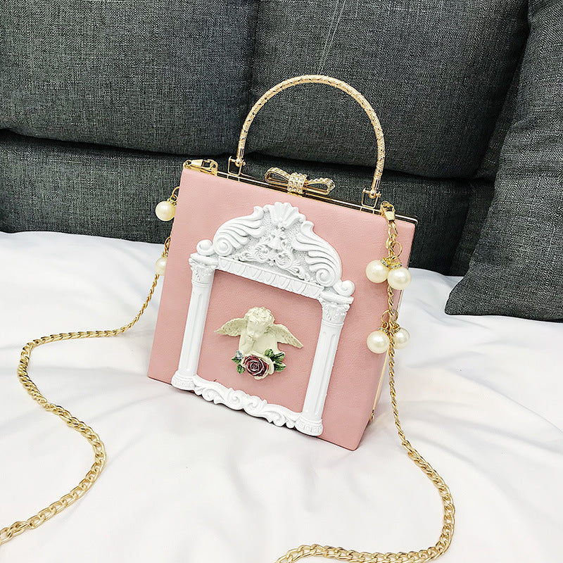New Small Bag In Autumn Female Baroque Angel Embossed Handbag Chain Case Bag Shoulder Bag