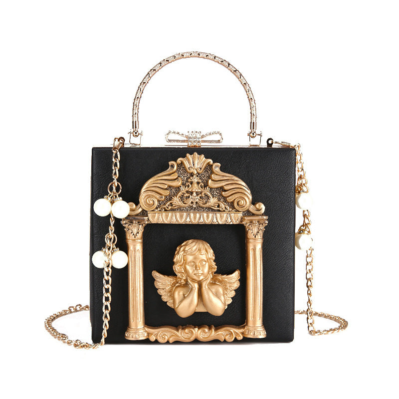 New Small Bag In Autumn Female Baroque Angel Embossed Handbag Chain Case Bag Shoulder Bag