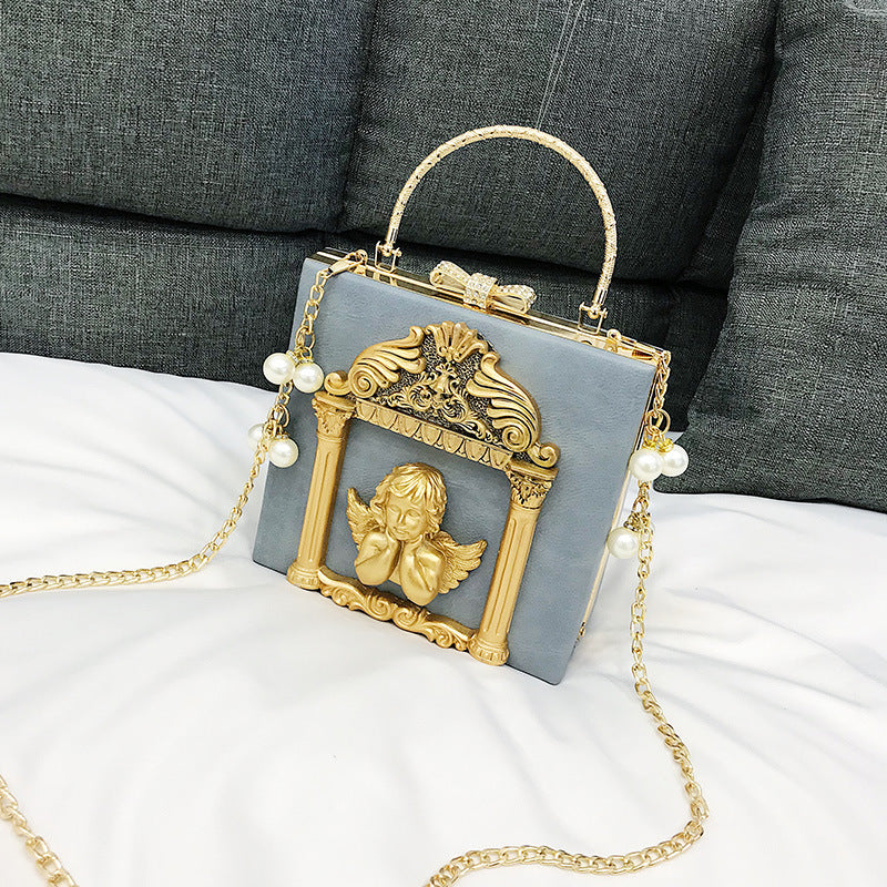 New Small Bag In Autumn Female Baroque Angel Embossed Handbag Chain Case Bag Shoulder Bag