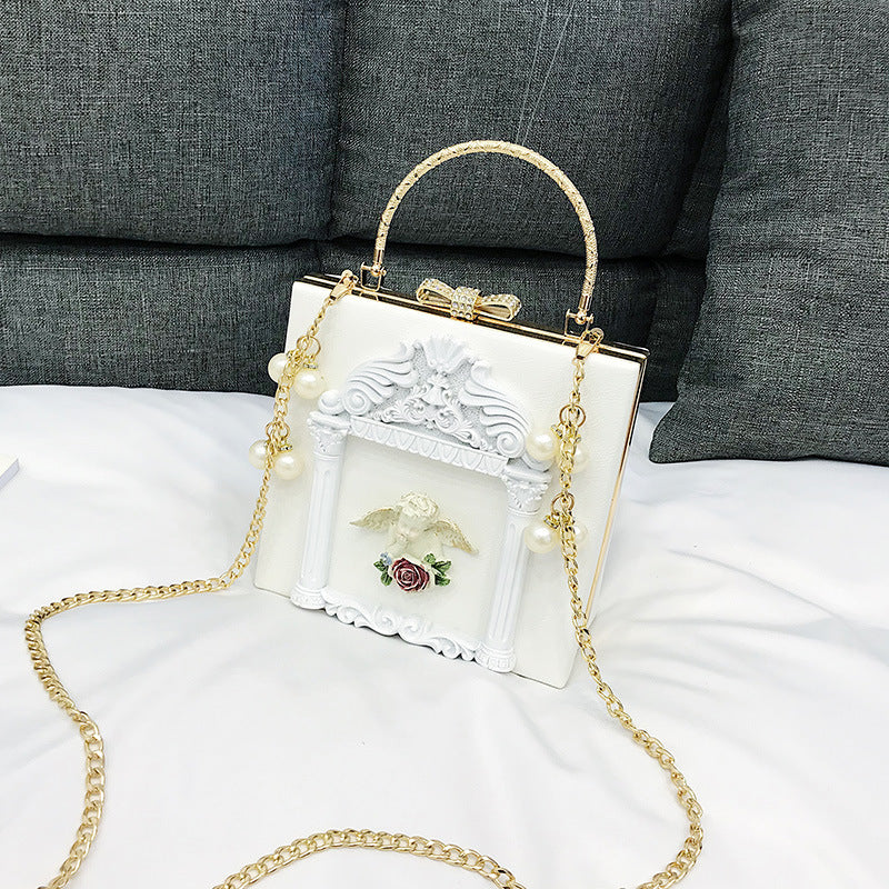 New Small Bag In Autumn Female Baroque Angel Embossed Handbag Chain Case Bag Shoulder Bag