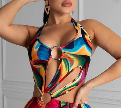Adogirl Sommer Aushöhlen Halter Kleid Sexy Backless Frauen Multicolor Abend Party Club Strand Tragen Dünne Mini Kleider Vestido