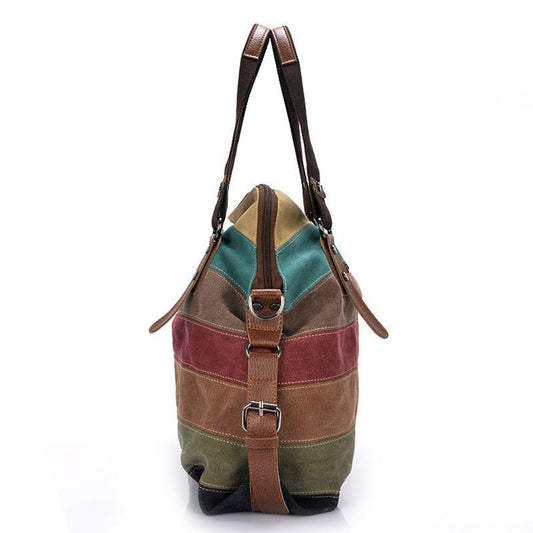 Rainbow Stripe Canvas Shoulder Bag