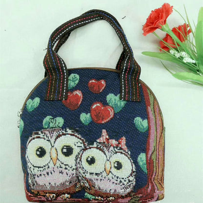 Bolsa para lonchera con dibujos de animales, pequeña y portátil.
