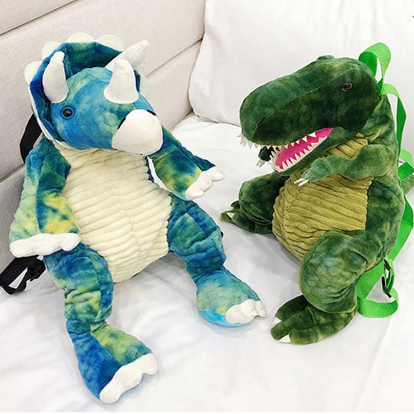 Creative 3D Dinosaur Backpack for Children Cartoon Animal Plush Dinosaurs Bag Cute Funny Parent-child Bags for Girl Boys